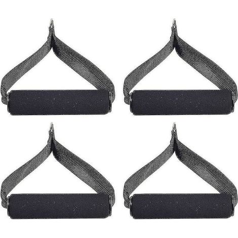 4 pièces poignées à poignée unique avec mousquetons poignées d'exercice de poignée de traction pour l'entraînement de force d'exercice de tube de résistance (noir) (1/4)