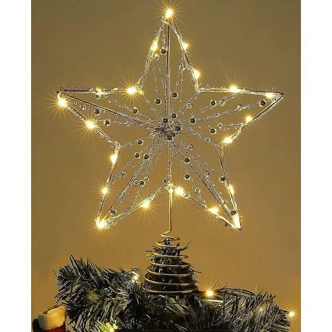 Étoile de Noël en guirlande de perles avec lumières LED, alimentée par piles, design 3D ajouré. (1/5)