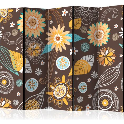 Paravent 5 Volets "Transparent Flowers" 172x225cm (1/2)