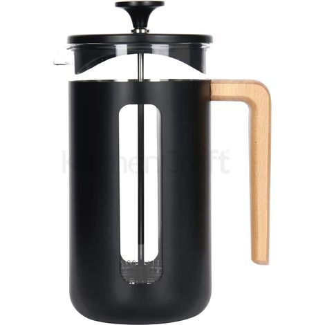 Cafetière Pisa, Verre et Acier Inoxydable, 1L (8 Tasses), Noir, Boîte Cadeau (1/3)