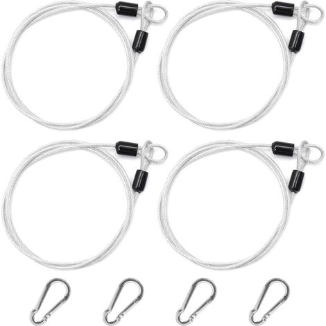 4 Pièces Câble de Sécurité en Acier avec Mousqueton pour Vélos, Motos, Meubles de Jardin(1 m x 3 mm, Argent) (1/5)