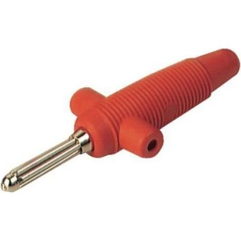 Fiche Banane Mâle - 4 mm - Rouge - PVC Souple - Laiton Nickelé - 30 A - 60 V DC - Pour Câble Jusqu'à 2,5 mm² - 1 Pièce