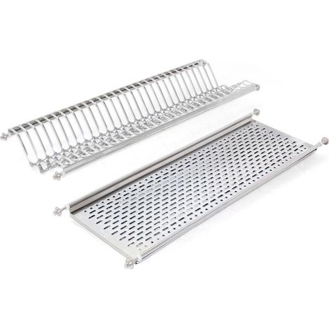 Escurreplatos de Acero Inoxidable de Cocina en Color Gris para Módulos Altos de 80 cm con Medidas 79x12x25 cm