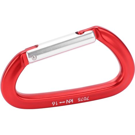 16KN Aluminiumlegierung Karabiner D-Ring Schlüsselanhänger Federclip Schnapphaken für Camping Klettern (Nr. 9 Rot Silber Stange Schnellverschluss Karabiner) (1/5)