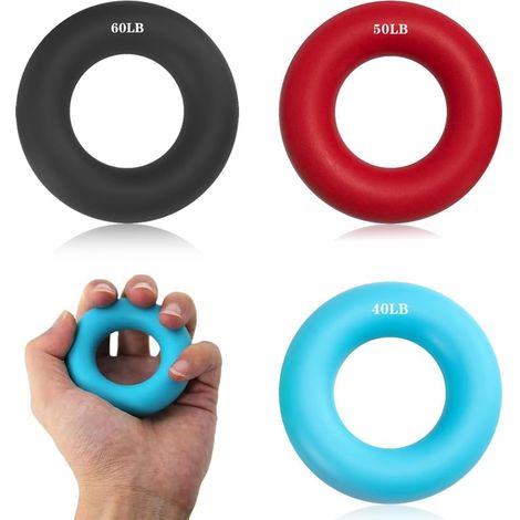 3 Stück Ring Handtrainer Silikon Griffring Fingertrainer Set 40 60LB (1/5)