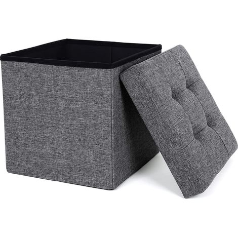 Puff de almacenamiento Valora gris oscuro asiento plegable salón moderno (1/5)