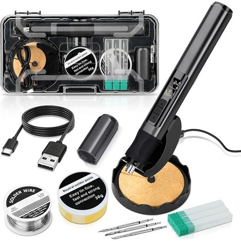 fer a souder sans fil, fer à souder à batterie avec affichage LED, chauffage rapide 2-5S, température réglable de 180 à 480 ℃, pointes C210, soldering iron pour réparation de précision (1/5)