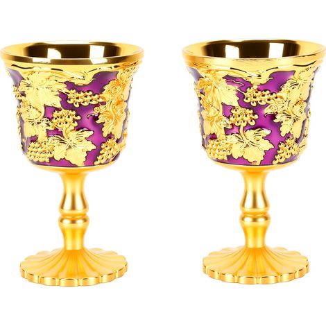 Gobelet à vin Vintage en métal gaufré, 2 pièces, tasse rouge rétro de luxe pour boisson de mariage, décoration de maison violet (1/5)