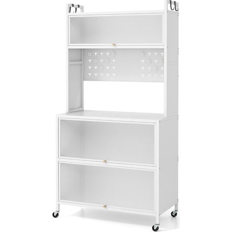 Scaffale da cucina multifunzionale 80 x 40 x 160 cm con 5 ripiani sicurezza rinforzata design moderno in metallo bianco 200019397