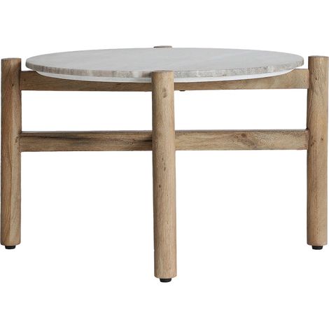 Table basse nordique en marbre gris et bois de manguier - Gris marbre et bois manguier brun (1/4)