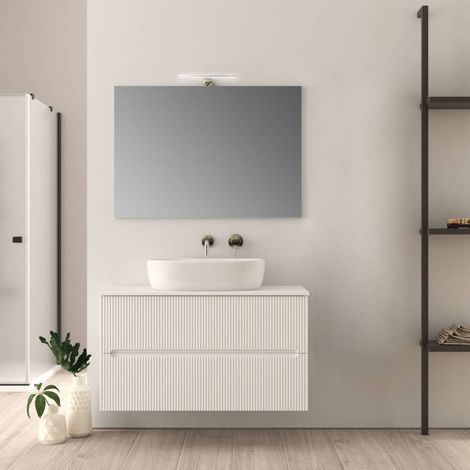 Mobile bagno 100 cm bianco opaco cannettato Palermo (1/4)