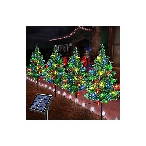 2er-Set Solar-Weihnachtslichterketten für Bäume, wasserdichte Gartenstecker, Lichtdekoration für Wege, Höfe und Gärten, Weihnachtszeit (1/4)