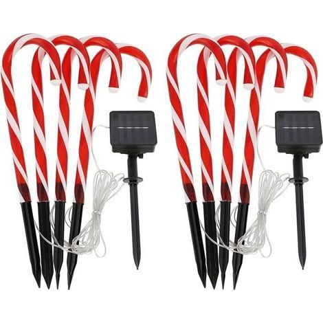 Set of 8 solar LED candy cane-shaped outdoor lights - Warm white [O877]