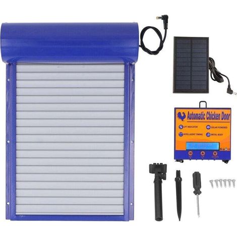 Porte de Poulailler Automatique, Ouvre-Porte de Poulailler Automatique à énergie Solaire avec Minuterie, Porte en Aluminium Multi-Modes pour Fermes Domestiques,Poulet,Canard et Oie (1/4)