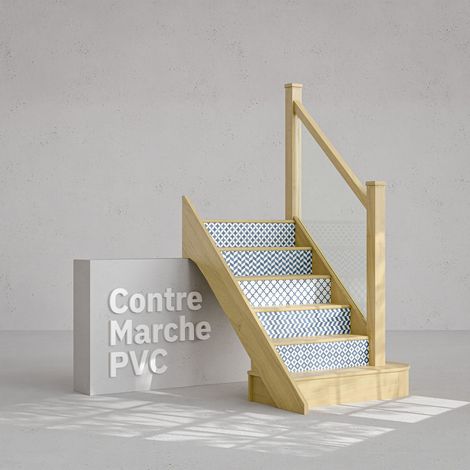 Contremarche Escalier PVC - Rétro Bleu Pétrole H. 17 x L. 98 cm - Lot de 5 (1/4)