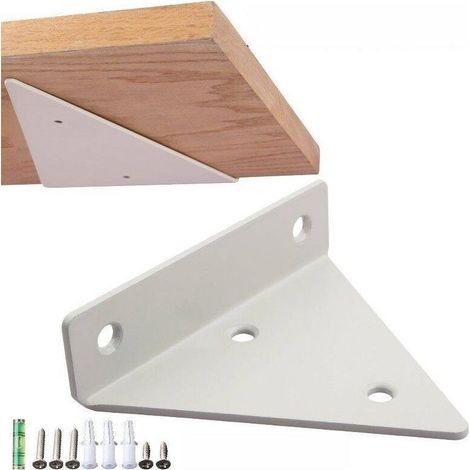 Soportes para estantes flotantes de 130x170 mm, soporte para estante, una palabra, partición fija, triángulo, ángulo recto, modelo invisible, soporte de fijación, blanco, 1 unidad (1/4)