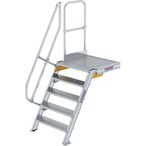 Günzburger Steigtechnik Escalier avec plate-forme 60° Largeur de marche 800 mm 5 marches aluminium strié - 600385