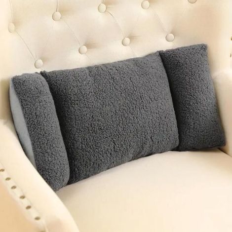 Coussin Dossier 3 Sections - Coussin Soutien Lombaire Et Coussin Assise - Pour Bureau Voiture Canapé - 60 x 28 cm - Gris Foncé (1/5)