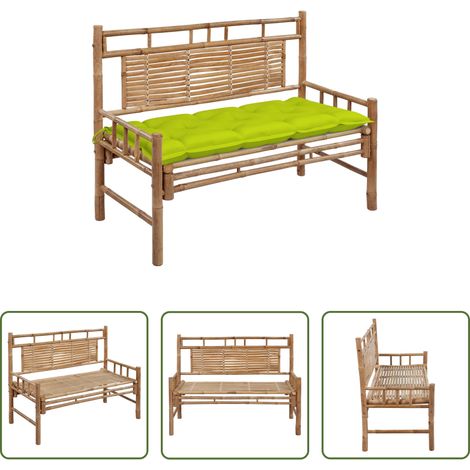 Bambusbank - Gartenbank mit Auflage 120 cm Bambus (1/5)