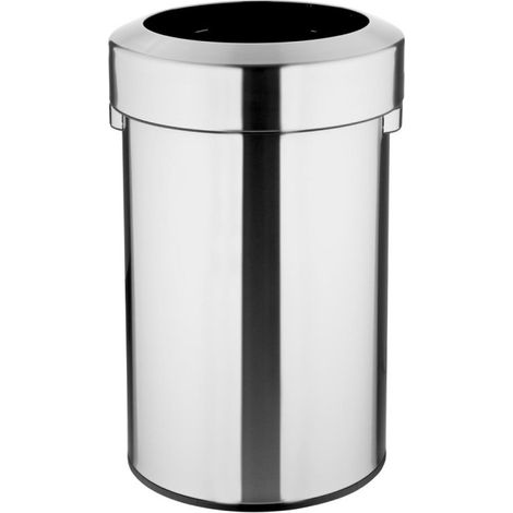 Poubelle en acier brossé avec couvercle ouvert 70L - BOLERO (1/5)