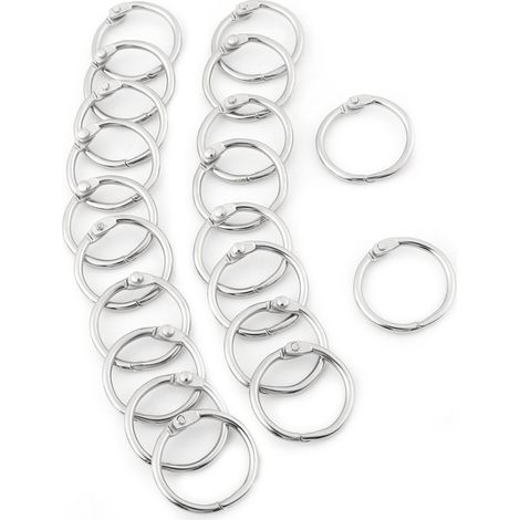 Lot de 20 anneaux métalliques à charnière 30mm pour reliure, classeur, album, scrapbooking et clips à feuilles mobiles (1/5)