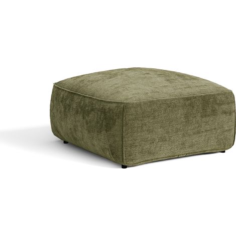 Pouf en velours gaufré vert vintage LOMI (1/5)