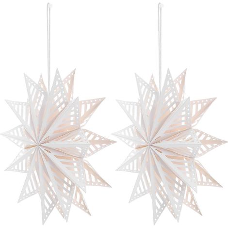 Décorations de Noël pliables en papier 3D en forme de flocons de neige blancs (lot de 2) (1/5)