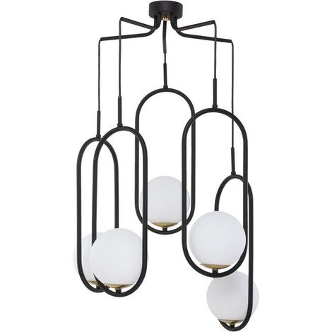 [GEBRAUCHT] B-Ware Jupiter Samba Hängeleuchte Pendelleuchte Deckenlampe Opalglas schwarz 5-flammig (1/2)