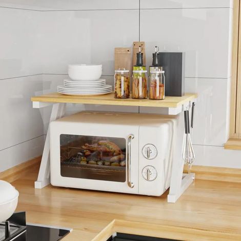 MIPAN.Support pour Micro Onde et Four Extensible Etagere Micro-Ondes - Micro Ondes Cuisine Rangement - 57 x38 x38cm - Jaune (1/5)