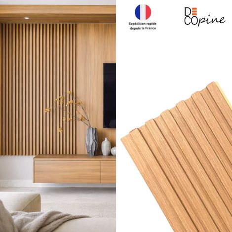 Panneaux décoratifs à lames effet bois clair – Système à rainures – Usage intérieur – 140 cm × 12 (Lot de 12) (1/5)