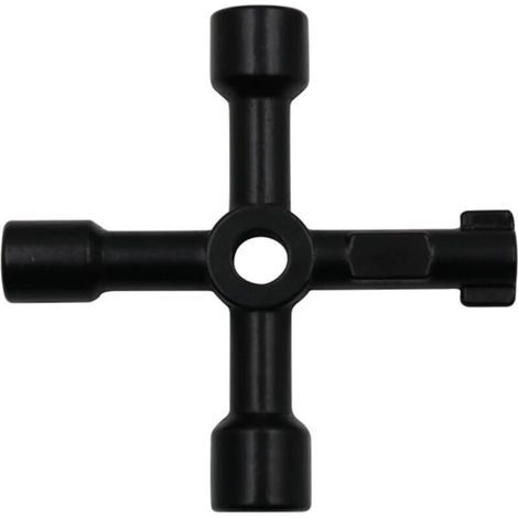 Clé carrée 1 pièce, clé Multifonction 4 Voies, Croix d'accès 4 Voies pour Armoire de Commande vanne Compteur d'eau (Noir) (1/4)