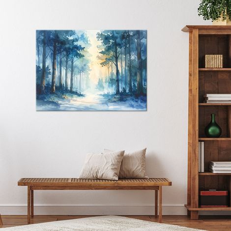 Wandbild Nebliger Wald Pastell Naturlandschaft im skandinavischen Stil 90x60 (1/4)