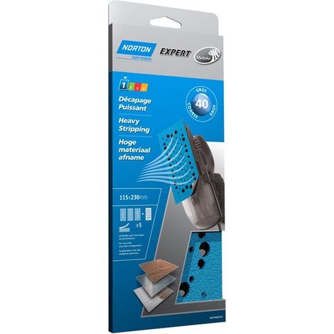 Norton Expert Schleifpapier 115x230mm K40 5er VE Gelocht / Multi-Air