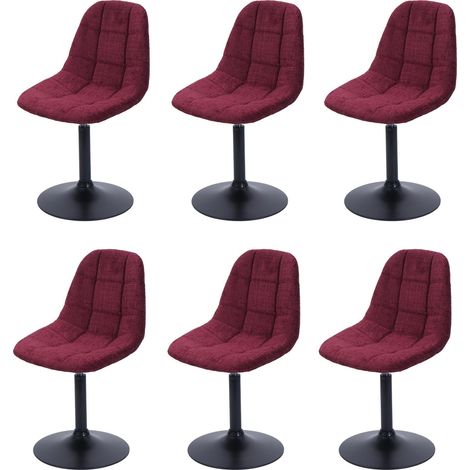 [NON UTILIZZATO] Set 6x sedie da pranzo HHG-837, poltroncina da cucina girevole, acciaio Stoffa/tessuto ciniglia (465g/m²), bordeaux (1/5)
