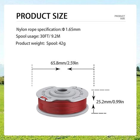 4 bobines de fil de rechange pour tondeuse Gardena Turbo SmallCut 300,Gardena Turbo Trimmer Art 8844 & Art 8845,modèle de bobine alternati(5306-20),bobine de tondeuse 1,65 mm, 9,2 m (1/5)