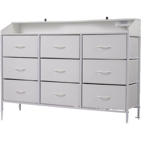 Commode 9 tiroirs tissu avec LED RGB et station de charge, meuble TV jusqu'à 58 pouces, rangement pratique (1/2)