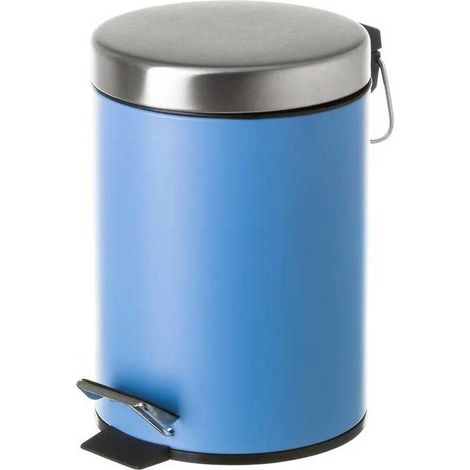 Poubelle Ronde à Pédale en Métal Bleu - 3L (1/5)