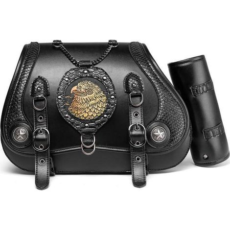 Motorrad Satteltasche 30L Leder Wasserdicht mit Flaschenhalter Universal (1/5)