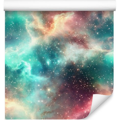 Papier peint aquarelle galaxie turquoise, vert d'eau et menthe 50x1000 cm (1/5)