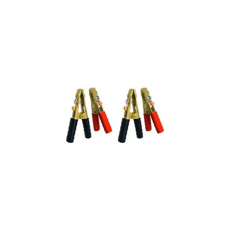 Lot 4 Pinces Batterie Cuivre Pur 140mm Rouge Noir pour Voiture Câbles Sautage Démarrage Chargeur 12V 24V (1/4)