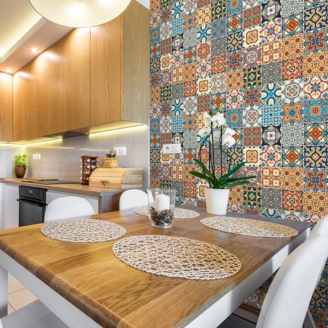 Sticker Mural Carrelage adhésif Cuisine Salle de Bain - 24 STICKERS CARRELAGES AZULEJOS BRETINA - 24stickers10x10cm (1/4)