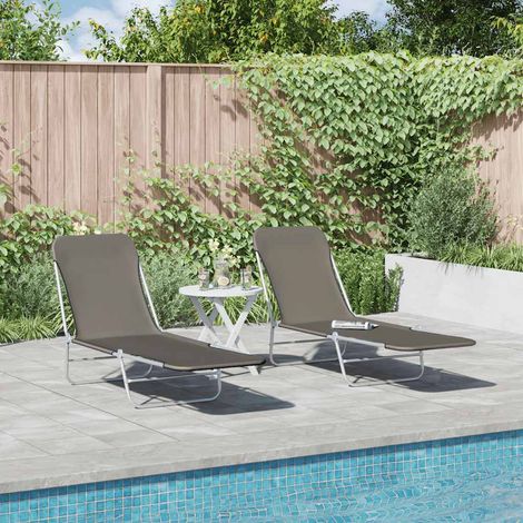 Maison Exclusive - Lettini Prendisole Pieghevoli 2 pz in Acciaio e Tessuto Grigio (1/5)