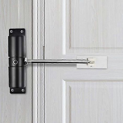 Ferme-porte domestique à courroie noire, à roue, réglable, à fermeture automatique, léger, en alliage de zinc et à ressort. (1/2)