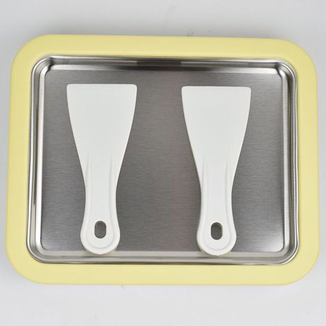 Machine Crème Glacée avec 2 Spatules, Plaque Glace Roulée Instantanée, Maker Ice Cream pour DIY Famille, Plateau Roll Gelato pour Fabrication Glaces, Yaourt, Smoothie Fruits, Milkshake, Sorbet (1/4)