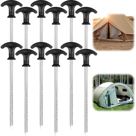 12er-Pack Zeltheringe, verzinkte Zeltpfähle, Erdnägel, Gartenzeltpfähle, Zeltzubehör für Camping, Wandern, Gartenarbeit