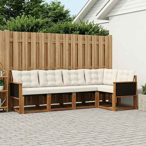 vidaXL Outdoor-Sofagarnitur mit Kissen 5 pcs Natur und Creme (1/5)