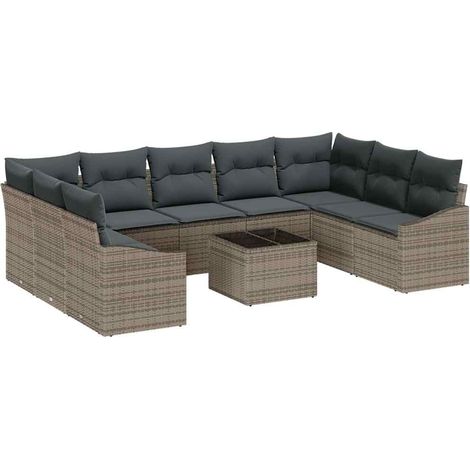Maison Exclusive - Set Divano da Giardino Grigio chiaro polyrattan