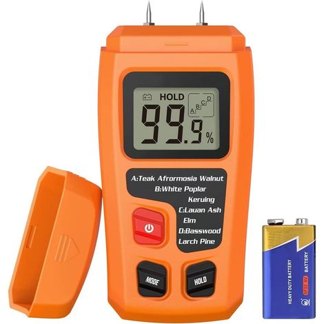 Medidor de humedad para madera LCD RZMT-10, medidor de humedad digital, instrumento de prueba de humedad para madera, herramienta de detección y medición del contenido de humedad en paredes, papel, ca (1/5)