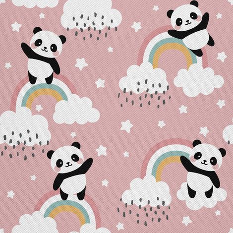 Outdoor dekostoffe oxford - Motiv Panda auf dem Regenbogen (1/5)