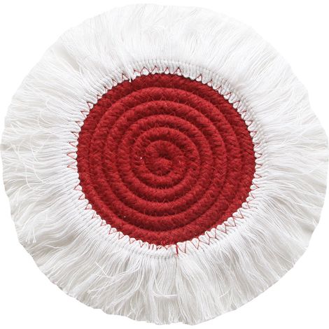 2 pièces Rouge Tapis de table tissé anti-brûlure - Tapis de bol nordique simple en coton - Sets de table d'intérieur (1/5)